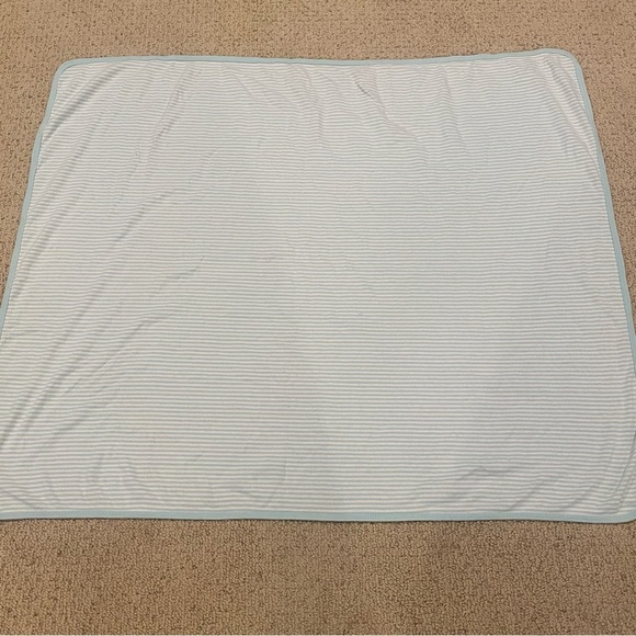 Carters Blue White Stripes Baby Blanket Thin Jersey Knit Stretch Cotton Boy - Picture 3 of 6